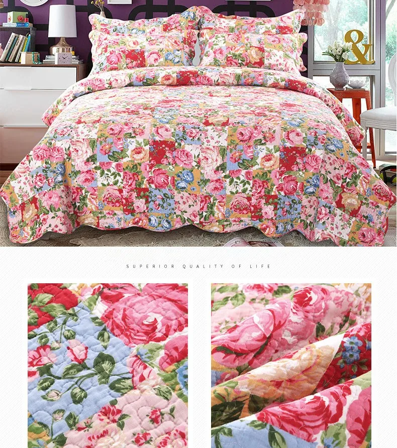 Cheap Bedding King Size Quilted Luxury Patchwork Bedspreads Bed