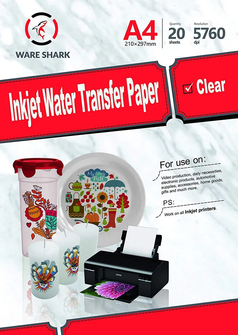 Waterslide Paper-20 sheet Inkjet Water Slide India