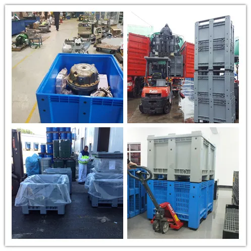 Heavy duty hdpe solid rigid mega stackable plastic pallet bins for sale