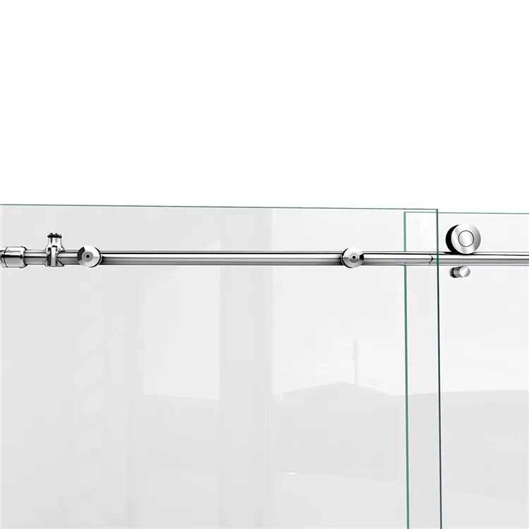 Kinmade Frameless Sliding Shower Enclosure 3/8" Glass Brushed Stainless Steel Finish Buy