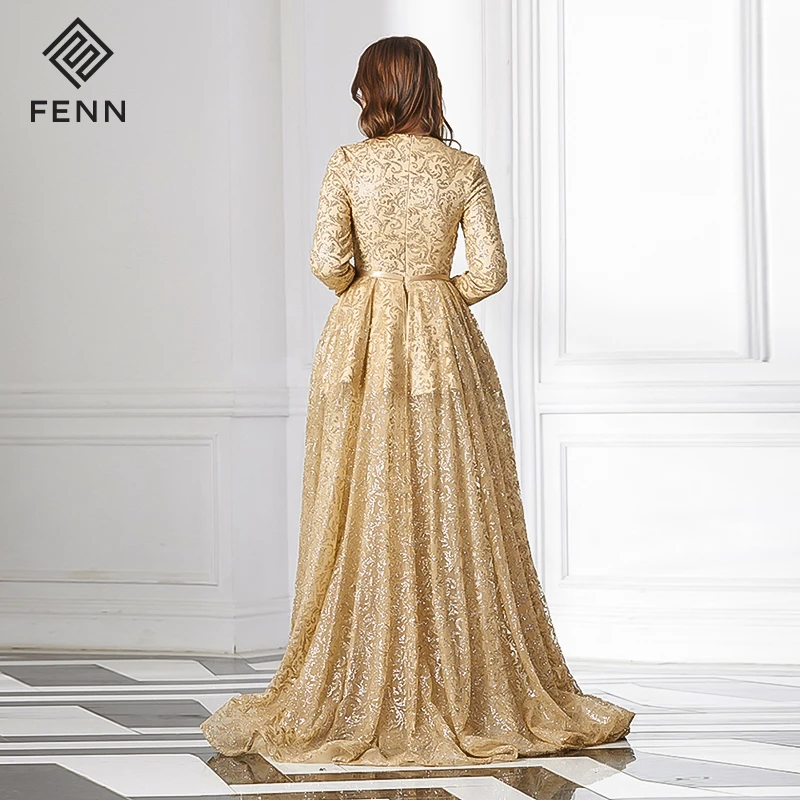 gold long sleeve gown