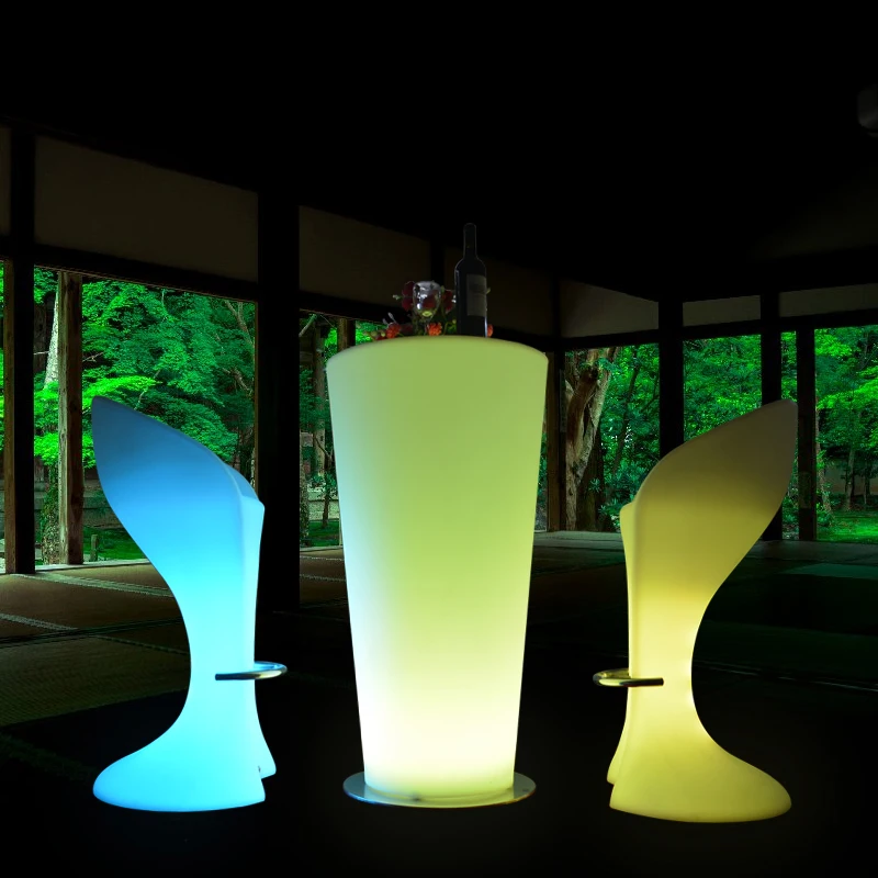 High Top Party Led Tables Chair Set Led Furniture And Bar Lighting