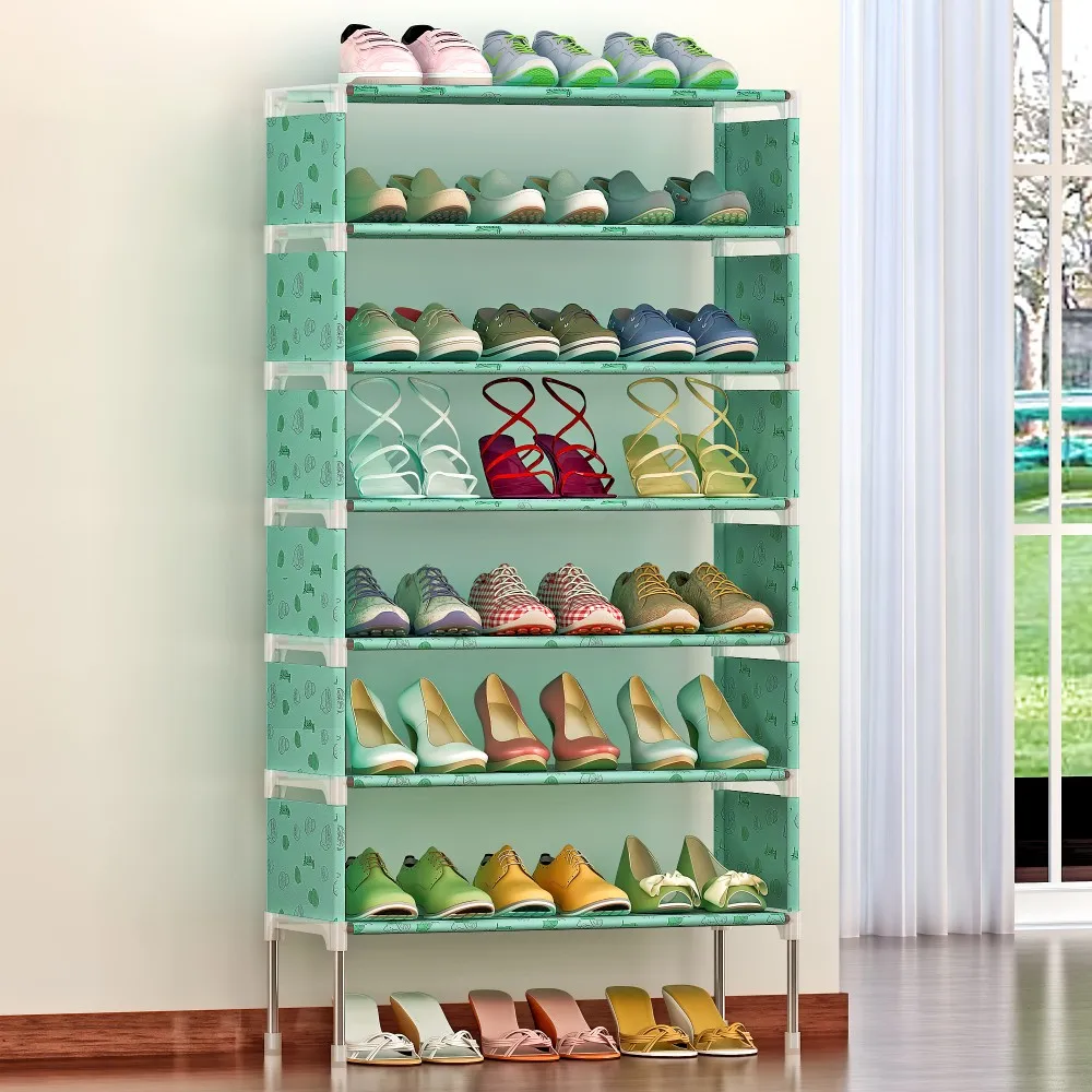 Double Door 6 Tiers Shoe Closed Foldable Nonwoven Fabric Shoe