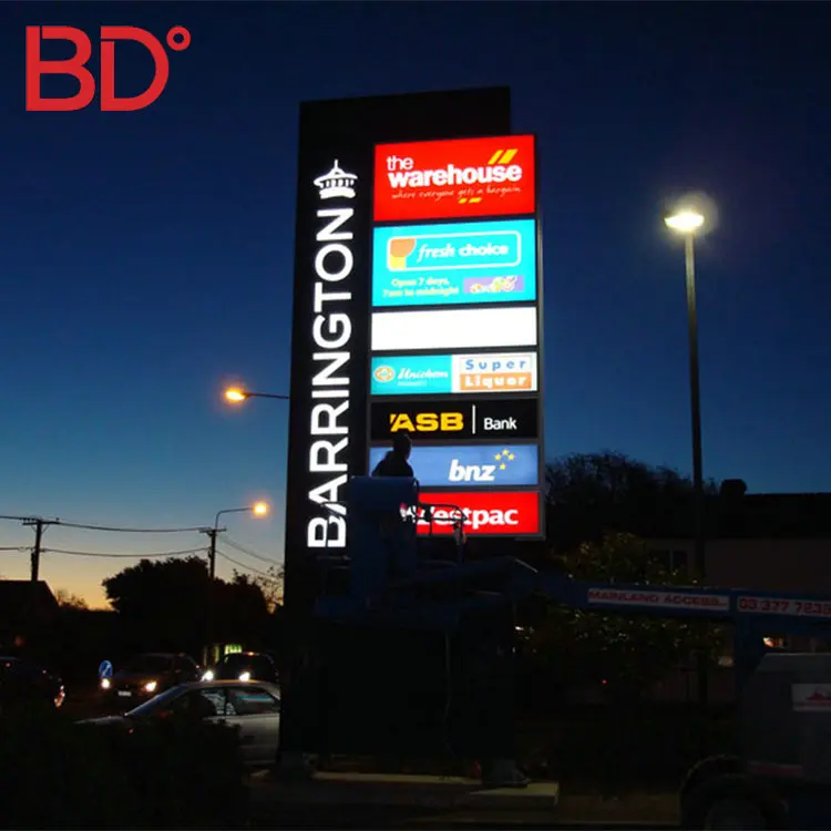 Outdoor Aluminium Illuminated Led Pylon Sign Advertising Illuminate ...