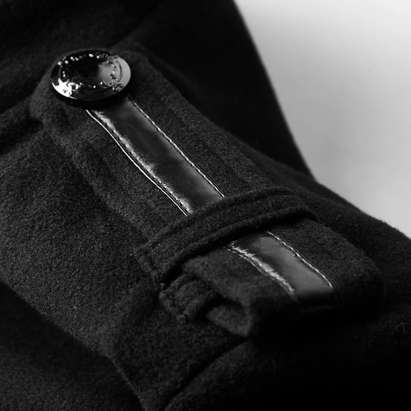 Y-766 Napoleon military uniform men black Gothic long winter coats