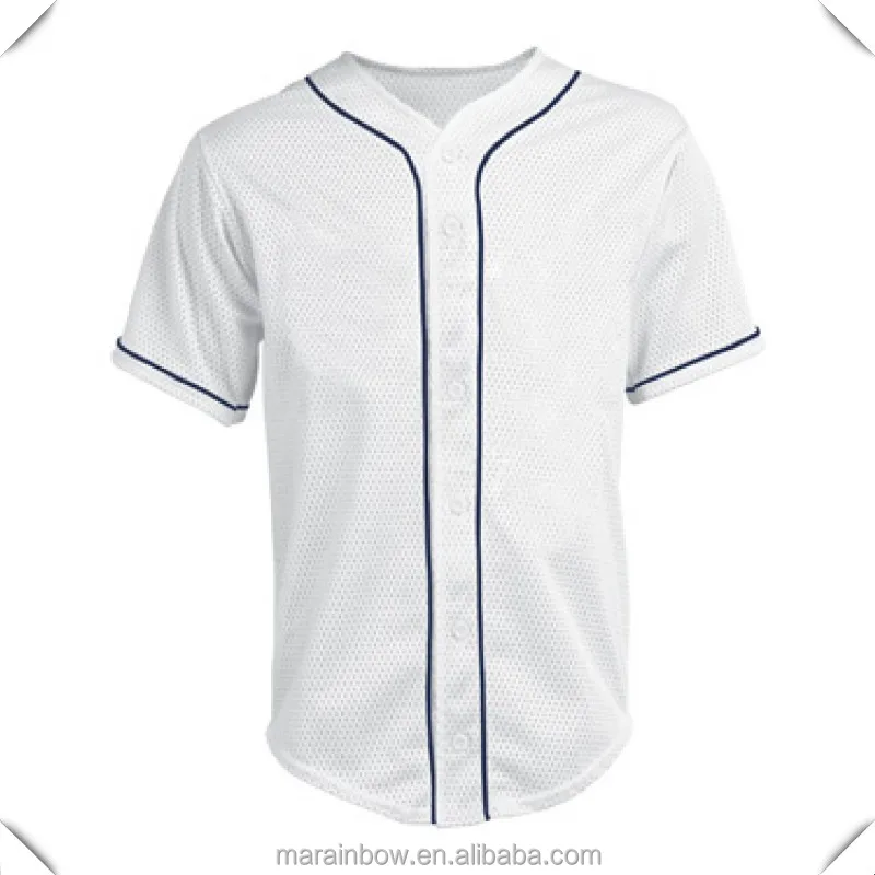 Mesh Full Button Piped Baseball Jersey 