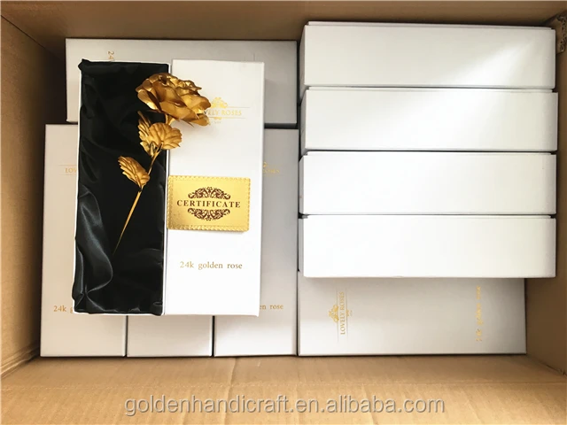 Customized Gift Box 24K Gold Rose Flower Artificial Golden Roses