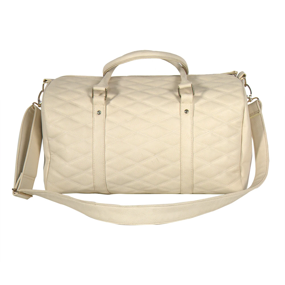 white leather quilted bag