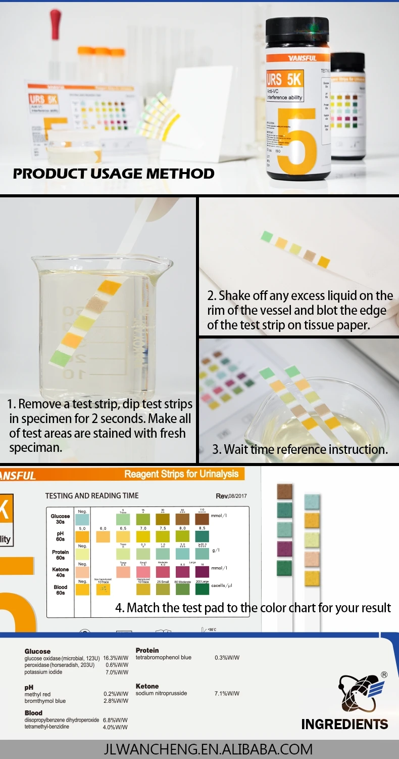 Urs-10t Urinalysis Reagent Test Paper 10 Parameters Urine Test Strips ...