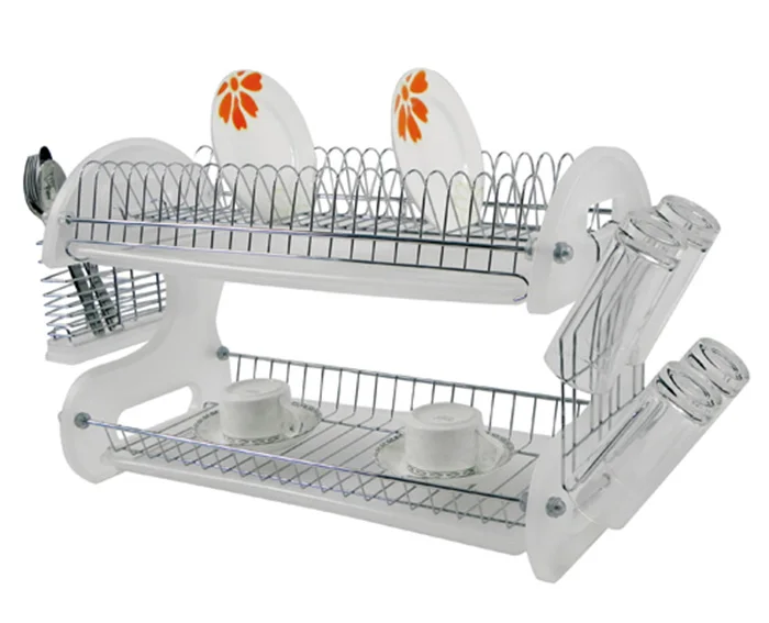 Stainless Steel 2 Tier Kitchen Dish Drying Rack Cabinet Dish Rack