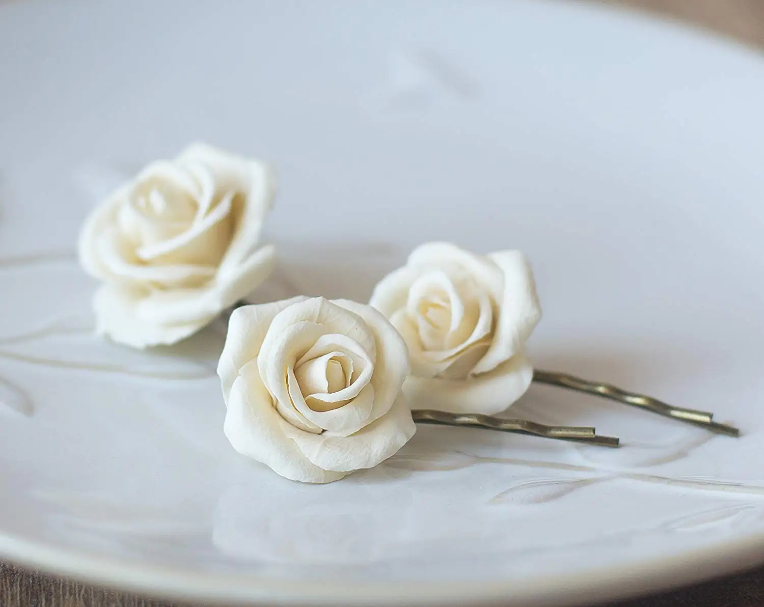 rose flower hair clips rose hair pins neutral Ivory hair clips cream wedding ivory cream hair accessories bridal hair flowers