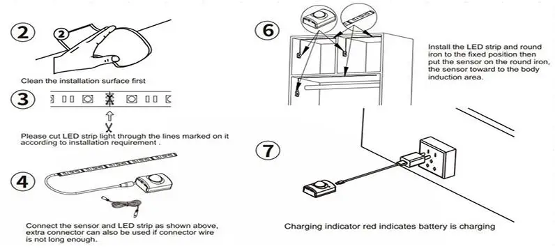 Motion Activated Bed Light Rechargeable USB LED Strip Night Light