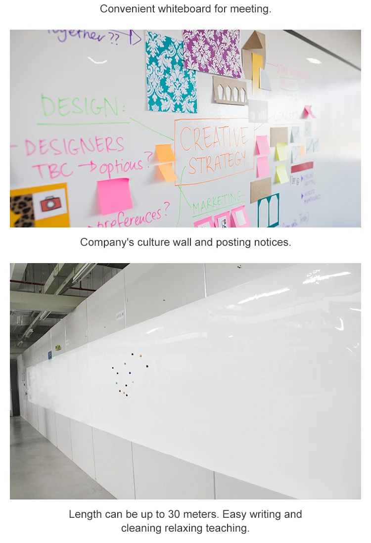 Soft Whiteboard For Office 2m X 1m 0.65mm Thick Stick On The