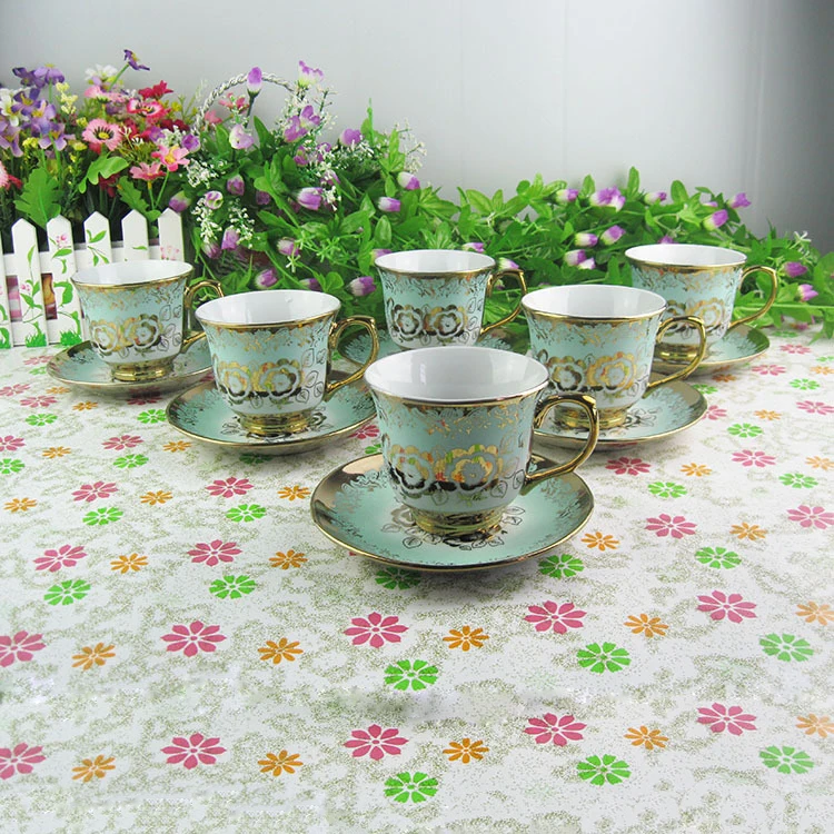 240ml Tableware 6 Pcs Green Porcelain Coffee Cup And Saucer Ceramic Tea Cup Buy Modern Tea Cup