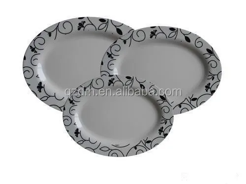 Oval Shape Melamine Plastic Plate Set Of 3 Sizes