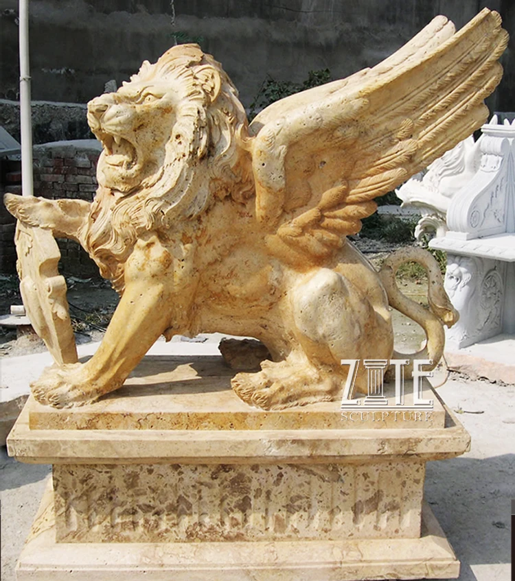 Garden Decorative Antique White Marble Lion Statues With Wings Buy White Marble Lion Statues