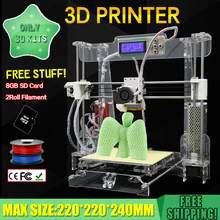 2016 New 220*220*240 Acrylic Frame Reprap Prusa I3 DIY 3D Printer 3 D impressora KIT Machine 2rolls filament LCD 8G SD Card Free