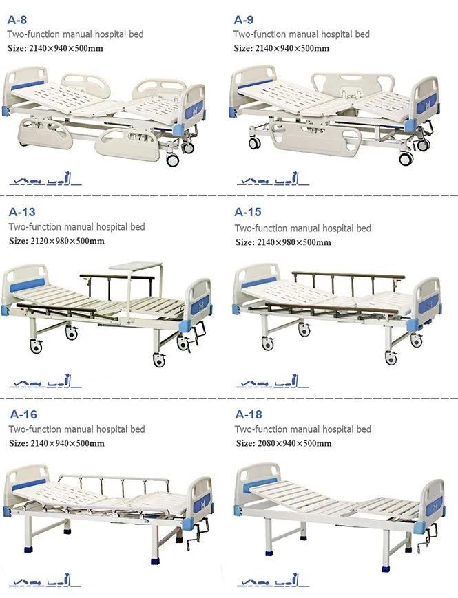 Factory Direct Movable Fullflower Manual Adjustable Cheap Hospital Bed