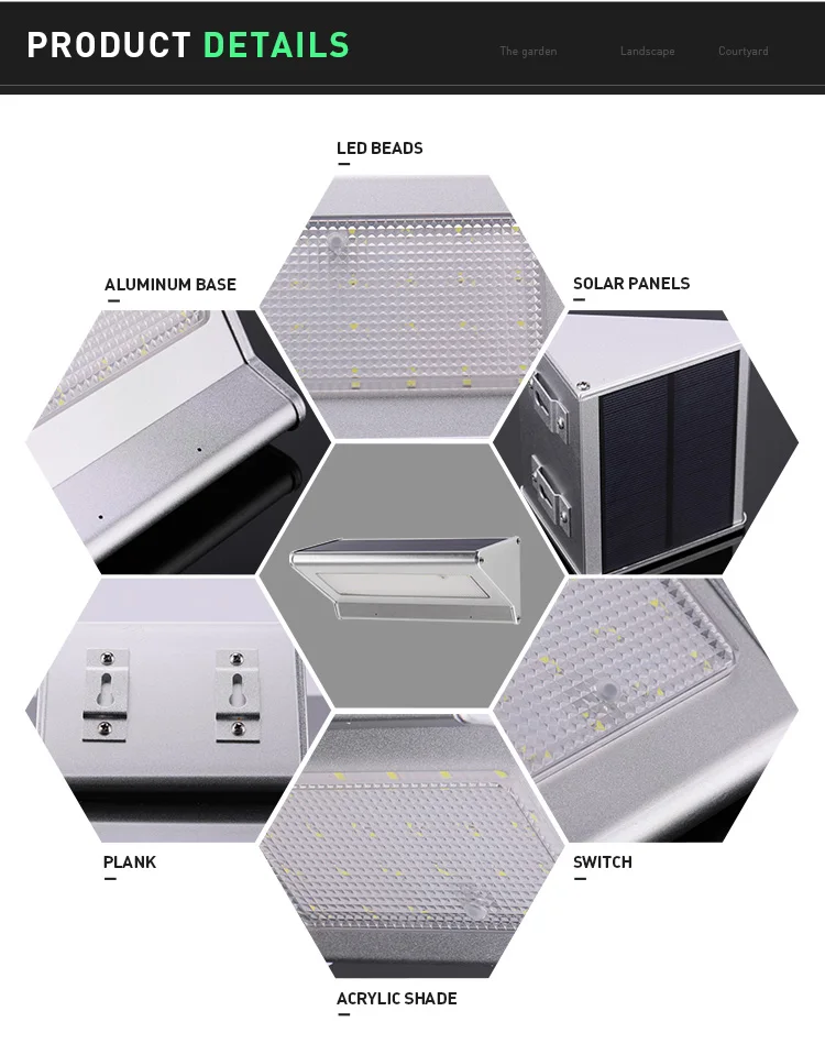 Aluminum Alloy Wireless Waterproof 3 IN 1 Mode Super Bright Security Wall lamps Led Solar Light Outdoor Motion Sensor