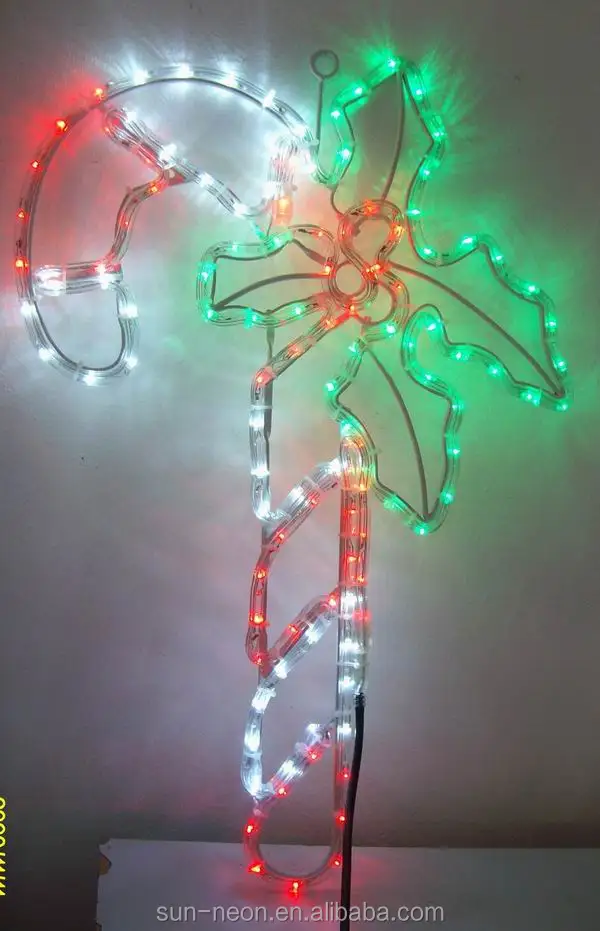 Candy cane with a leaf lecorative light led rope light