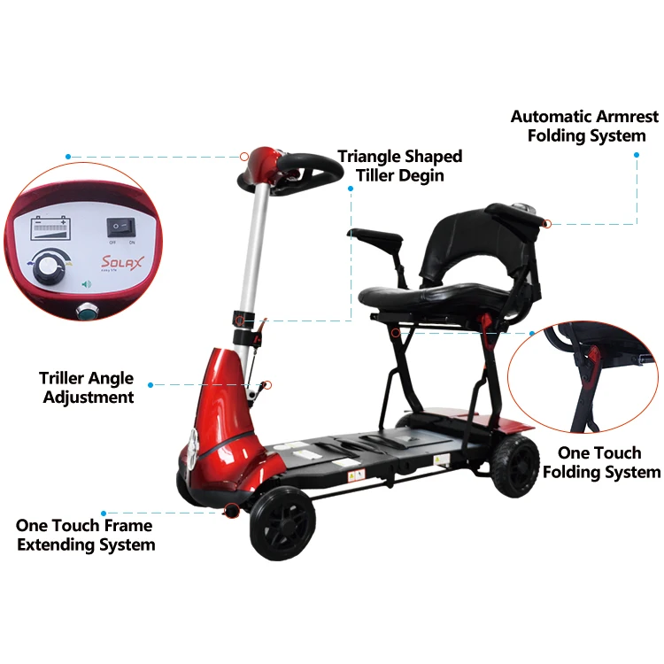 Four wheel elderly electrical scooter mobility handicapped medical scooter