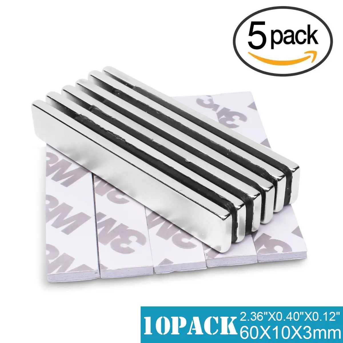 60mm x 8mm Ceramic Bar Magnets Classroom Set of 10 Small