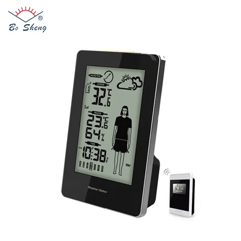 Outdoor Temperature by 433MHz Cable Free with Clothing Index Radio Controlled Clock LCD Display Weather Trend