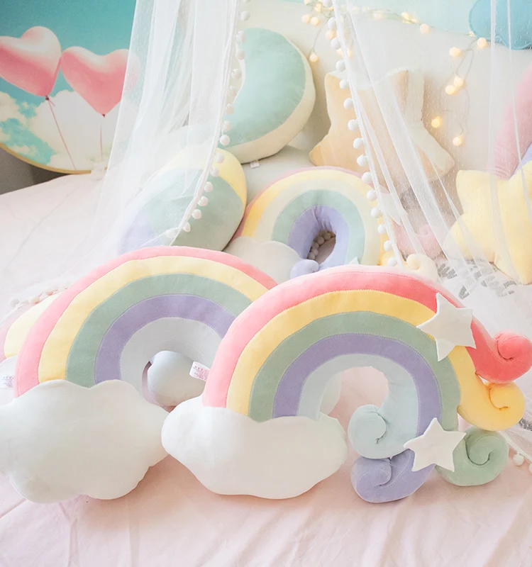 rainbow plush pillow