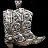 WESTERN RHINESTONE TOOLED COWGIRL BOOTS MAGNETIC CLOSURE PENDANT