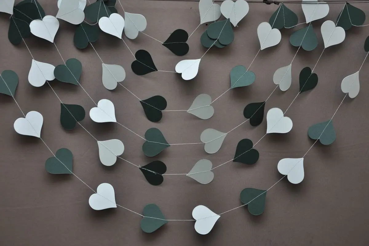Wedding heart garland, Wedding decor, Bridal shower garland, Wedding decorations, Bridal shower decor, Teal wedding, Paper garland