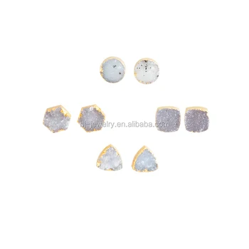 White Druzy Quartz Natural Stone Stud Earrings Women Whole White Druzy Quartz Natural Stone Stud Earrings Women Whole Earring Jewelry Gold Product On Alibaba