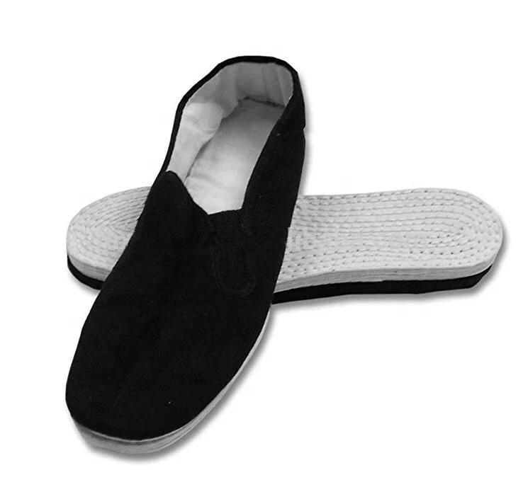 Chinese Mens Womens Martial Arts Kung Fu Wushu Canvas Black Shoes Slippers soft 