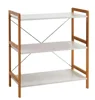 3-Tier Natrual Bamboo and White MDF Shoe Rack Fits 7-9 Shoes