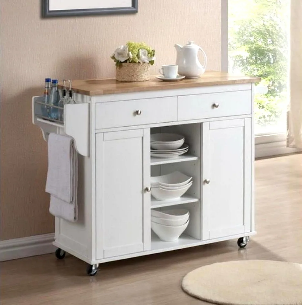 Butcher hout top mobiele luxe keuken eiland karren keuken kasten ...