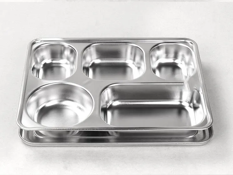 Lihong Factory 5 Sections Stainless Steel Lunch Box Dinner Plate Tray ...