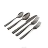 5 piece black stainless steel forged dinnerware knife fork spoon flatware cutlery set hotel restaurant table top tableware