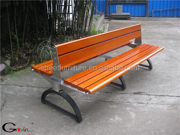 Outdoor Wrought Iron Bench Teak Wood And Stainless Steel Park
