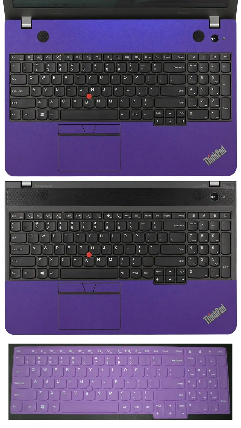 3 in 1 Full + Half Wrist Palmrest Touchpad Trackpad Sticker Skin + Keyboard Cover Protector for 15.6" Lenovo Thinkpad E550 (shimmery purple palmrest sticker+half palmrest sticker+purple keyboard skin)