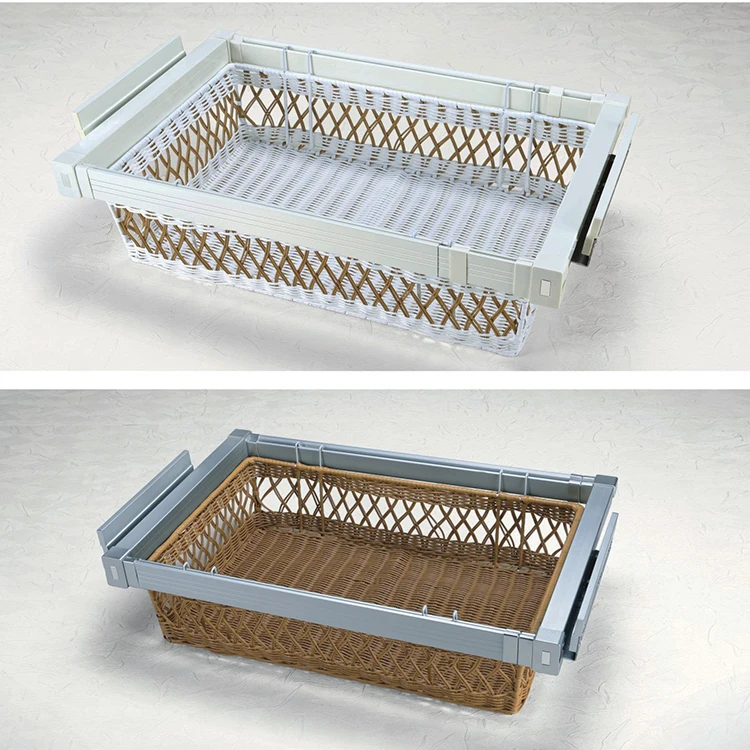 Wardrobe Corner Sliding Wicker Clothes Storage Basket Drawer Pull