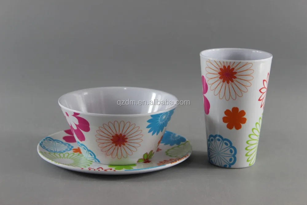 3pcs Dinner Set(Plate/Bowl/Cup) Made Of Melamine