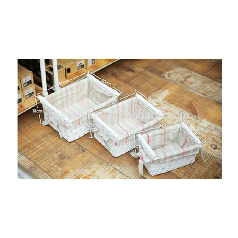 Whole Fabric Lined Rectangular Wicke Bathroom Storage Basket Whole Fabric Lined Rectangular