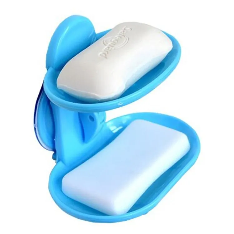 Bathroom Shower Double Layer Suction Cup Soap Case Base Hanging Plastic