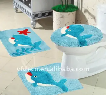 Acrylic Tufted Dolphin Design Bathroom Rug 3pcs Set Acrylic Tufted Dolphin Design Bathroom Rug 3pcs Set