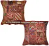 Decorative Cotton Cushion Cover Maroon Color Patchwork Cushion Cover Exporter