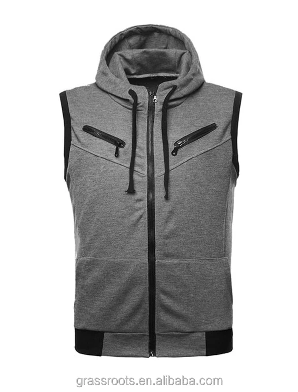 New Fashion Zipper Men's Custom Sleeveless Hoodie - Buy Sleeveless ...