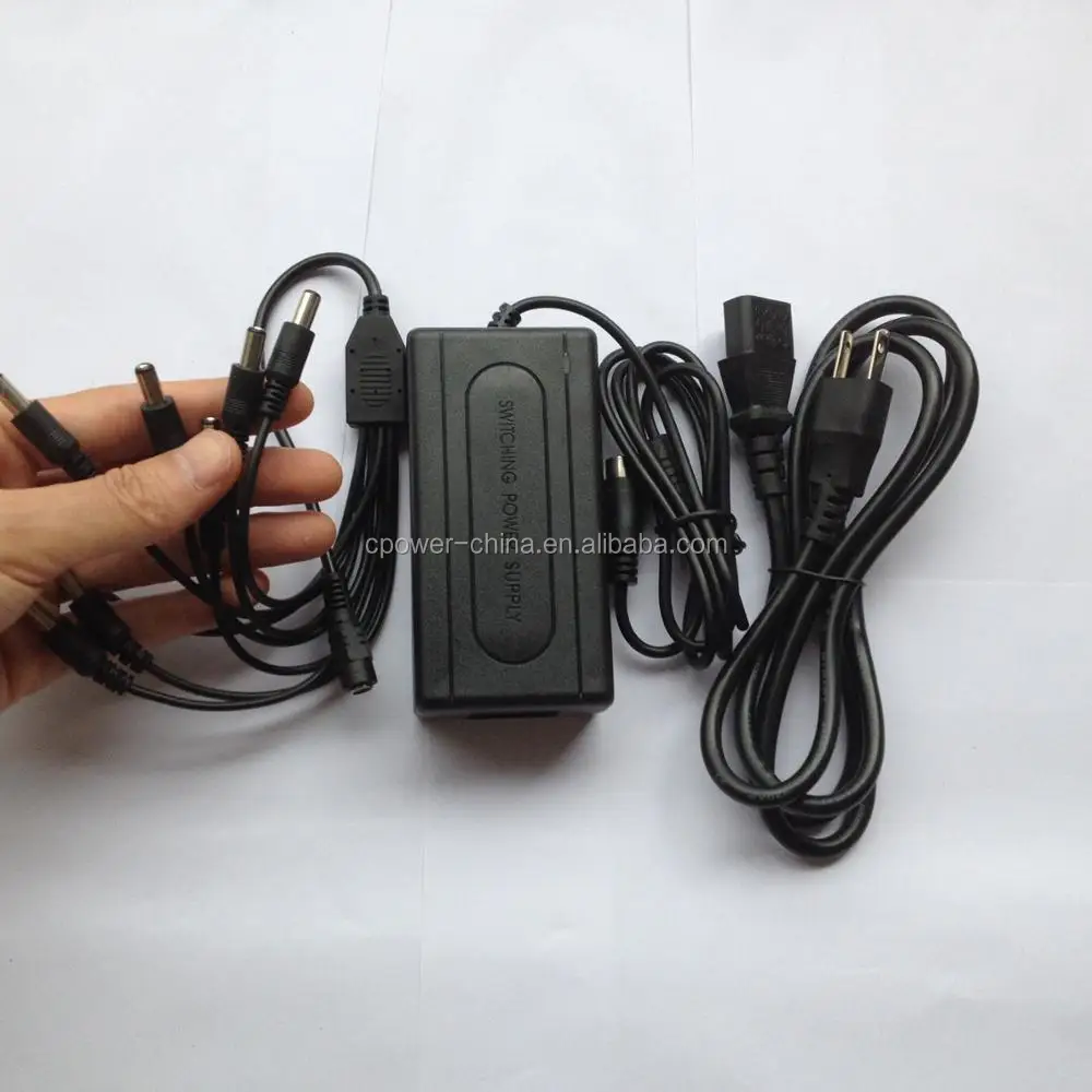 8 Split Power Cable for CCTV Security Camera DVR DC 12V 5A Power Supply Adapter
