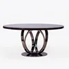 Modern round marble dining table with rotating centre stainless steel dining table set