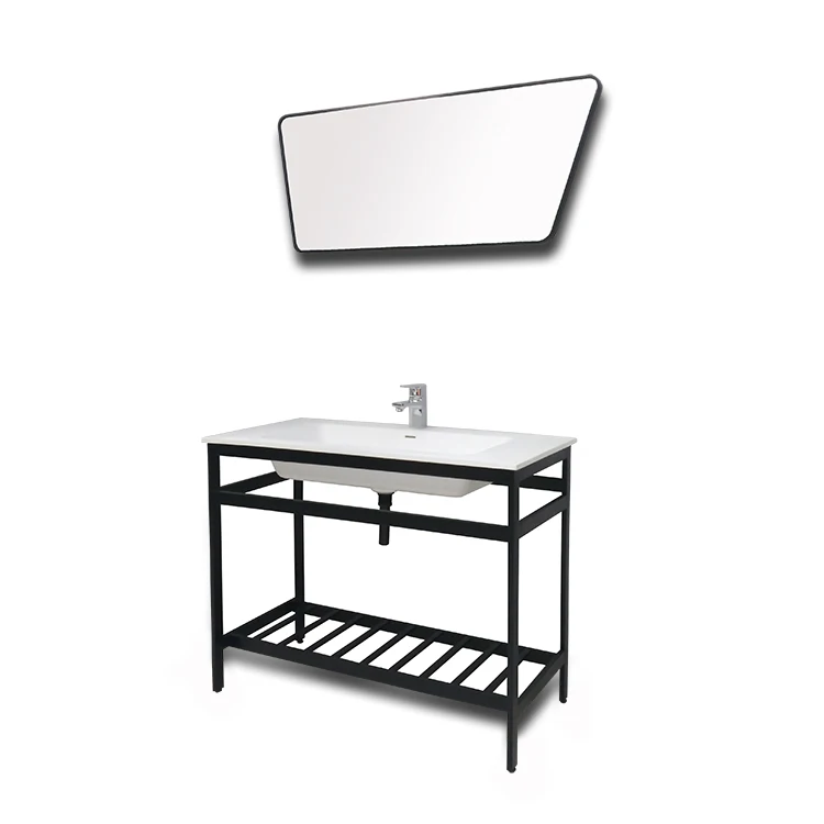 36'' Black Color Stainless Steel Resin Sink Console Bathroom Vanity