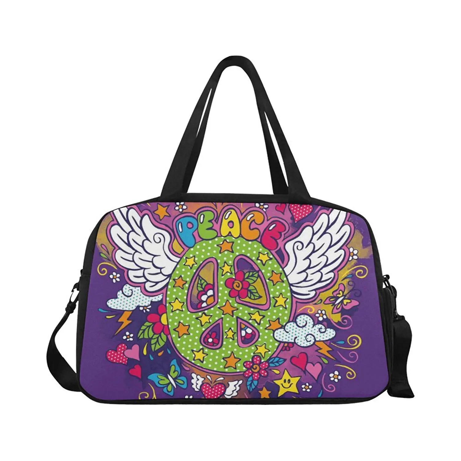 InterestPrint Large Duffel Bag Flight Bag Gym Bag Blue and Gold Pattern