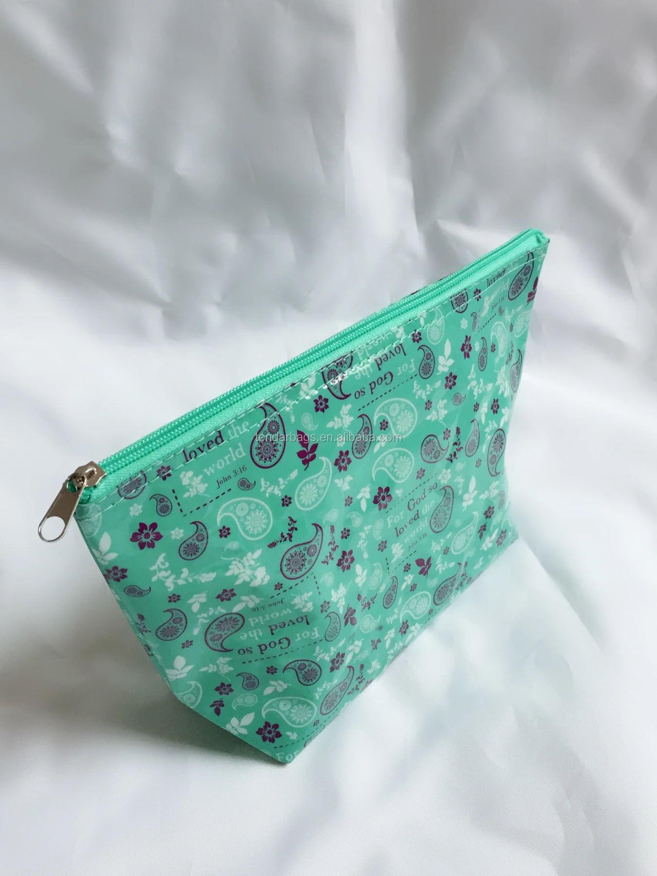 clear color printed vinyl travel cosmetic bag zipper pvc pouch